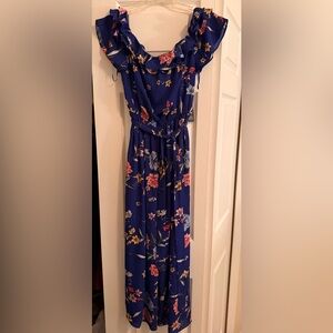 Express Blue Floral Jumpsuit